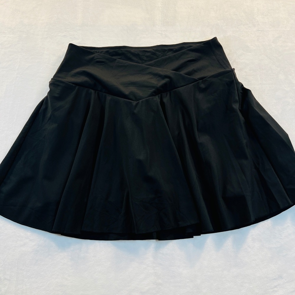 Halara Black So Cloudful Crossover 2-in-1 Side Pocket Skort Skirt 1X Activewear